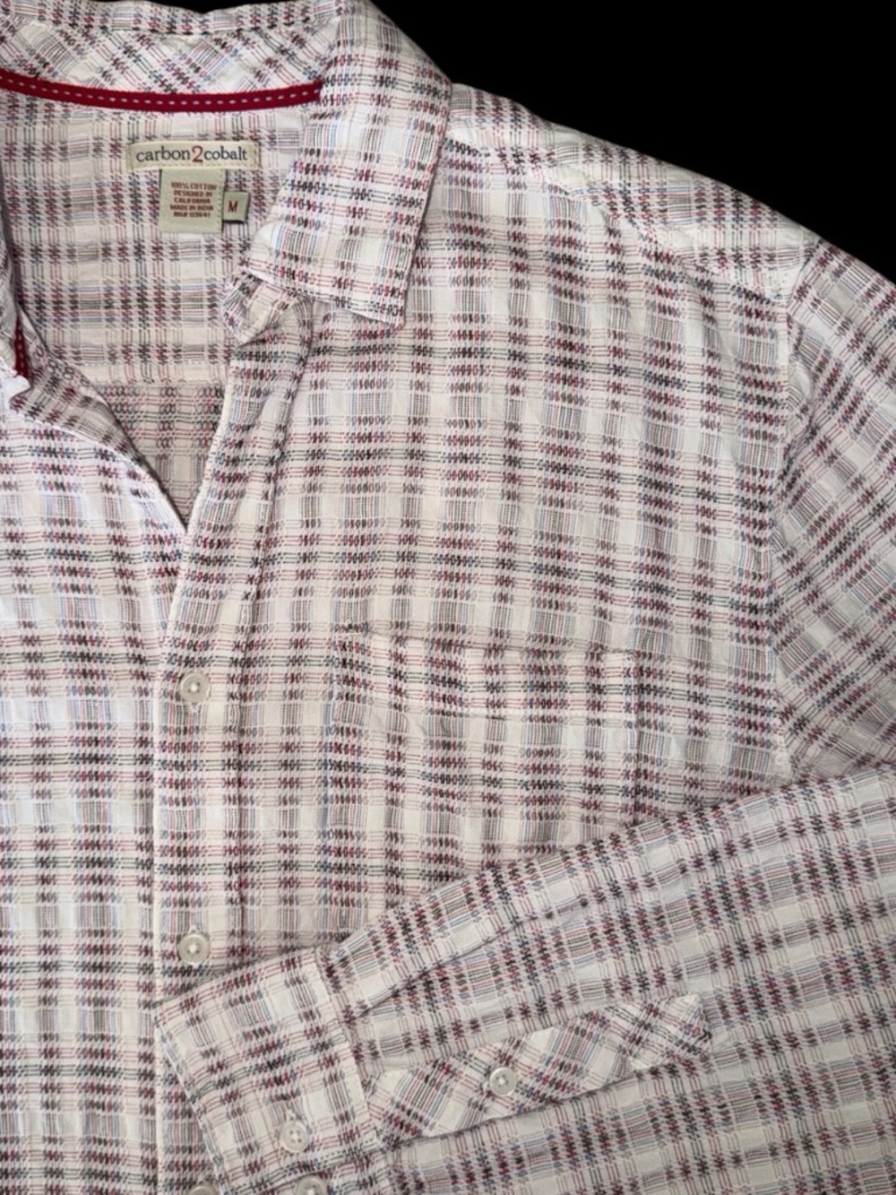 Carbon2Cobalt Cotton Textured Button Up Shirt Sz Medium Gorpcore Dobby Slub EUC